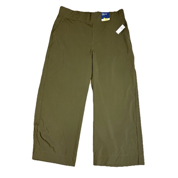 Old Navy Wide Leg Cropped Pants Size XL Olive Green Athleisure Casual Pull On - Picture 1 of 10